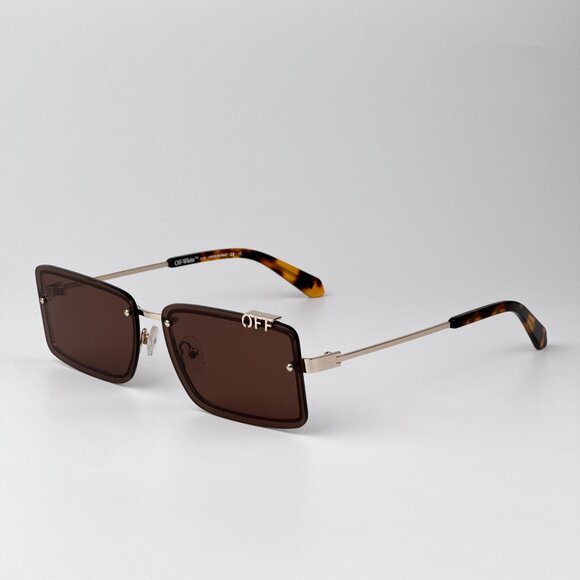 Off-White TAMPA Women Sunglasses Gold Brown Rectangular | Model OERI13N 7664